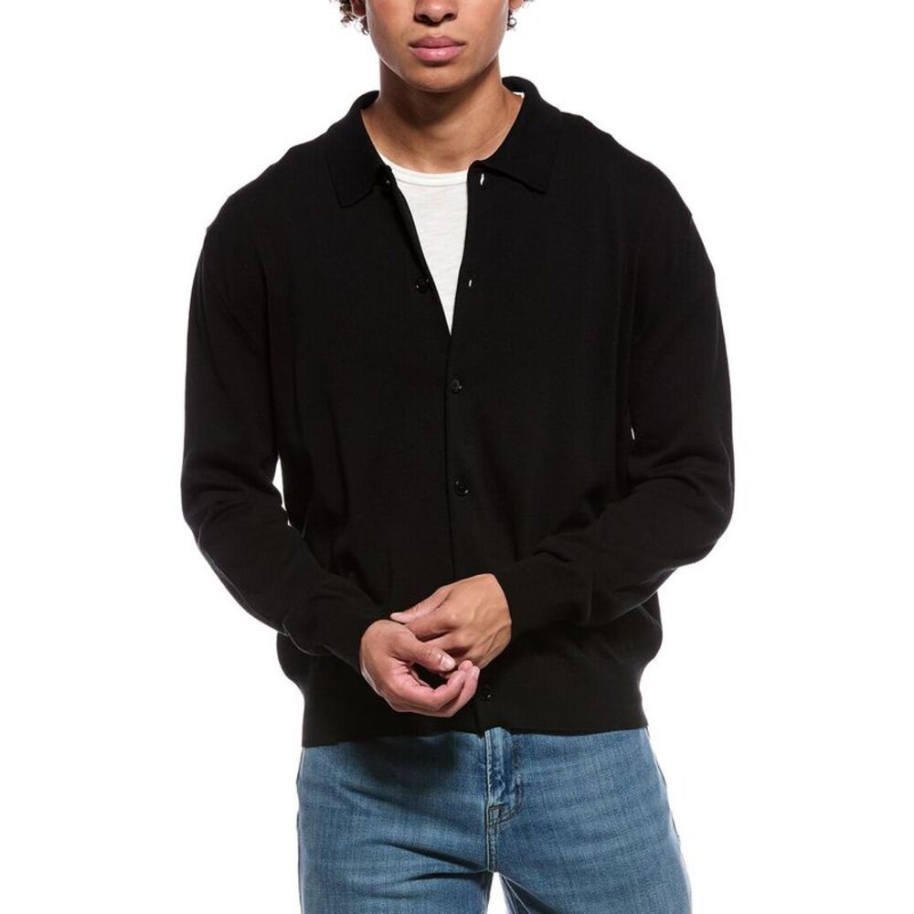 Pangaia Mens  Polo Sweater, Black